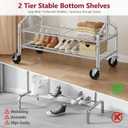 Tajsoon Clothes Rack Load 350 LBS, Clothing Rack with Double Layer Shelves, Metal Heavy Duty Garment Rack, Adjustable Length and Height, Portable Rolling Rack with Sturdy Wheel, Chrome