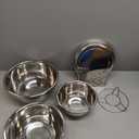 Palksky Stainless Steel Colander Set with Self-Draining Base, 3 Sizes Colanders & Food Strainers for Pasta, Rice, Fruits & Veggies, Metal Colander with Draining Plate for Sink or Countertop