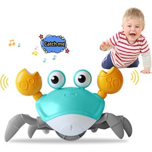 FEELGUY Crawling Crab Baby Toy Fantastic Creatures Toys Infant Sensory Tummy time Toys 3 4 5 6 7 8 9 10 11 12 Babies boy Girl Learning Crawl 3-6 6-12 Walking Toddler Gifts for 36 Months Old (Green)