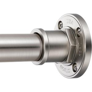 BRIOFOX Industrial Shower Curtain Rod - 2-in-1 Design Tension Curtain Rod - Never Rust Non-Slip 43 to 72 Inch 304 Stainless Steel, Brushed Nickel Window Curtain Rod (43-72 Inches)