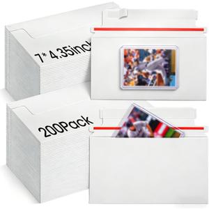 200 Pack Trading Card mailing Envelopes, 7" x 4.35" Self-Adhesive Rigid Cardboard Mailers for Semi-Rigid Sleeves, Toploaders and Card Protectors