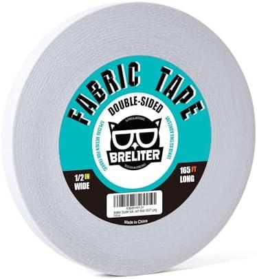 Breliter Double-Sided Sticky Fabric Tape - Adhesive Cloth Tape Press-on Tape, No Sewing or Ironing, Gluing, Alterations and Hemming Tape - 1/2inch Wide 165FT Long, Pack of 5