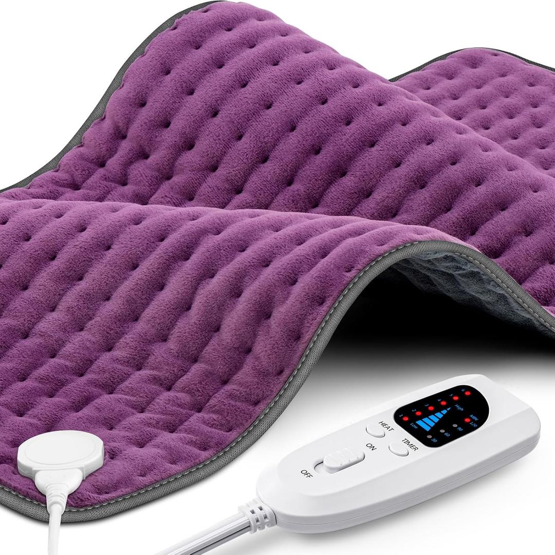 Heating Pad XXXL for Back Pain Relief, Extra Large Heated Pad for Neck/Shoulders/Legs/Knees/Feet/Cramps, Birthday Mothers Day Gifts for Mom Women Wife Grandma Her, 6 Heat Settings, Auto-Off, 17"x33" (Purple)