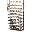 VTRIN 10 Tier Shoe Rack Tall Large Capacity 50 Pair Wide Shoe Organizer with Two Hooks Sturdy Metal Shoe Shelf for Entryway, Closet, Bedroom