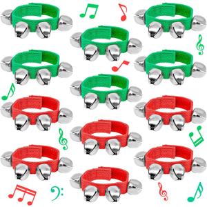 12 PCS Jingle Bells,Wrist Bells Musical Rhythm Toys,Ankle Hand Bells Percussion Instruments for Party Favors Christmas Goodie Bags Stuffers