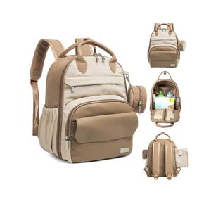 KeaBabies Diaper Bag Backpack - Multifunctional Travel Diaper Back Packs, Maternity Baby Changing Bags, Compact 12L Capacity, PU Leather, Waterproof, Unisex, Stylish Nappy Bag, Diaper Changing Pad(Latte)