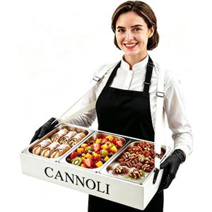 Wearable Usherette Serving Trays Set, 3 Stainless Steel Pan