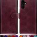 2 x SUANPOT for Samsung Galaxy A35 5G Wallet case with RFID Blocking Credit Card Holder,Flip Book PU Leather Protective Cover Women Men for Samsung A35 Phone case Wine Red