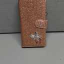 UEEBAI Wallet Case for iPhone 11, Glitter PU Leather Phone Cover Card Slots Kickstand Wallet Magnetic Closure Bling Flip Case Shockproof Hand Strap Flip Cover - Rose Gold