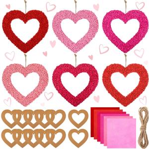 Vercraft 12 Sets Valentine Heart Paper Craft Kits Galentines Hanging Ornaments Heart Shaped Wreath DIY Paper Art Craft Kit for Valentine Gifts Holiday Activities Home Decor(Hollow)