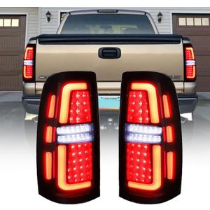 a Pair LED Tail Lights Brake Turn to Reverse Lamp, Apply to 1999-2002 Chevy Silverado 1500/1500 HD/ 2500/2500 HD, 2001-2003 Chevy Silverado 3500, 1999-2003 GMC Sierra 1500/2500/3500