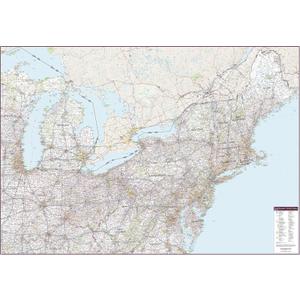 Mapping Specialists Northeastern United States Wall Map - 60" x 42" Laminated Full Color Road Map