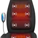 Snailax Massage Cushion with Heat - Memory Foam Neck and Lumbar Support, 10 Vibration Motors for Back and Chair (Black)