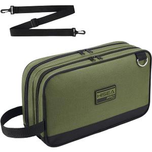 HISEA Small Tool Bag, 12 Inch Tools Pouch with 2 Pockets and Adjustable Shoulder Strap, Small Tool Organizer and Storage with Zipper for Electrican, Travel, Green
