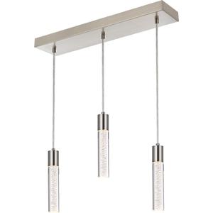 MELUCEE 5 Color Dimmable LED Pendant Lighting for Kitchen Island, Modern Crystal Bubble LED Linear Chandelier Brushed Nickel Ceiling Hanging Light for Dining Room Bar Counter Hallway, 15W 1500LM