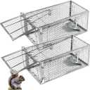 Humane Squirrel Trap - 2 Pack, Rat Trap That Works 12.5"x6.5"x5.5", Small Rodent, Chipmunk Trap Cages | Catch and Release | Reusable and Durable | No Kill Animal Trap | Indoor for Home and Outdoors