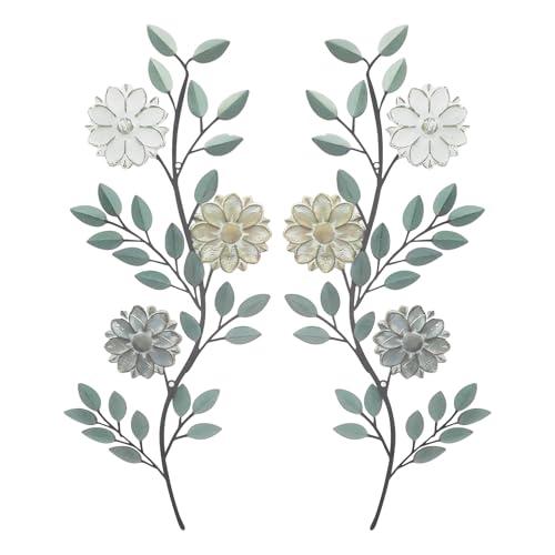 Gugxiom 1 Pcs Metal Flower Leaves Wall Art, 15.7in Metal Tree Leaf Wall Decor, Vintage Leaf Wall Hanging, Rustic Wall Decor for Home, Living Room, Bedroom, Garden, Outdoor