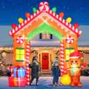 9FT Christmas Inflatable Archway Outdoor Decorations, Blow Up Gingerbread House Arch Yard Decoration with Colorful Gifts, Xmas Decor Build-in LED Lights for Garden Lawn Yard Porch Holiday Party