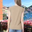 Womens Summer Tee Tops 2026 Cap Sleeve Trendy Tank Top V Neck T Shirts Casual Basic Boho Loose Fit Spring Fashion Shirt (S)