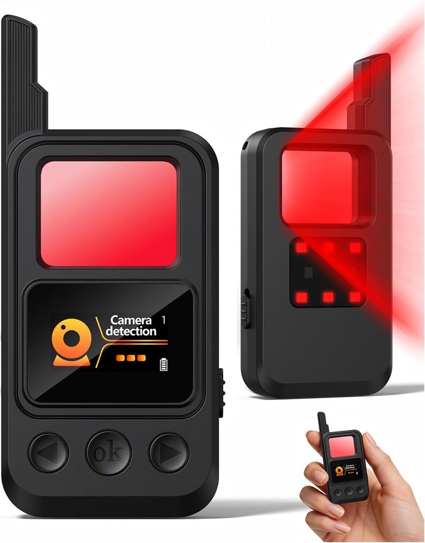 Hidden Camera Detectors, Anti-Spy Wireless Signal Scanner with LED Screen, Protable GPS Tracker & Bug Detector, SOS & Lighting 8 Modes for Airbnb, Hotel, Bathroom, Office, Car Travel Security