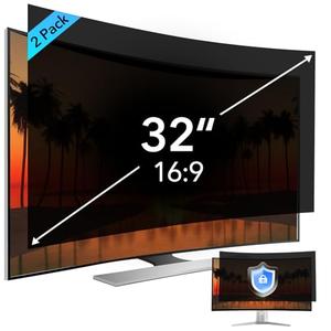 QOYZINE 2 Pack 32 inch Computer Privacy Screen Filter for 16:9 Aspect Ratio Widescreen Monitor,32in Curved Computer Monitor Privacy Shield Anti Glare Blue Light Eye Protection, Anti-Scratch Removable Protector Film