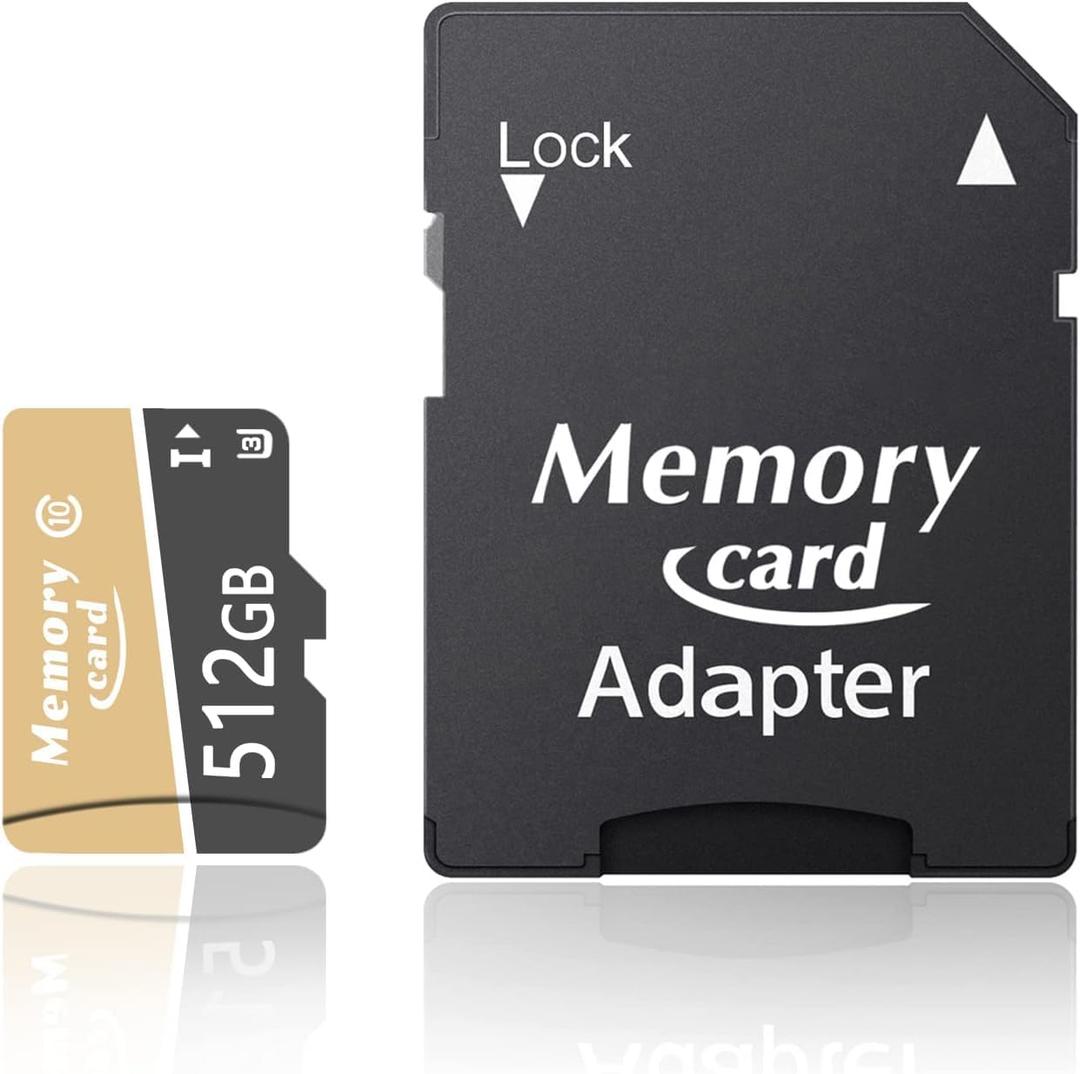 512GB Micro Card MicroXC TF Card A1 U3 Class10 V30 4K Video Recording with Adapter