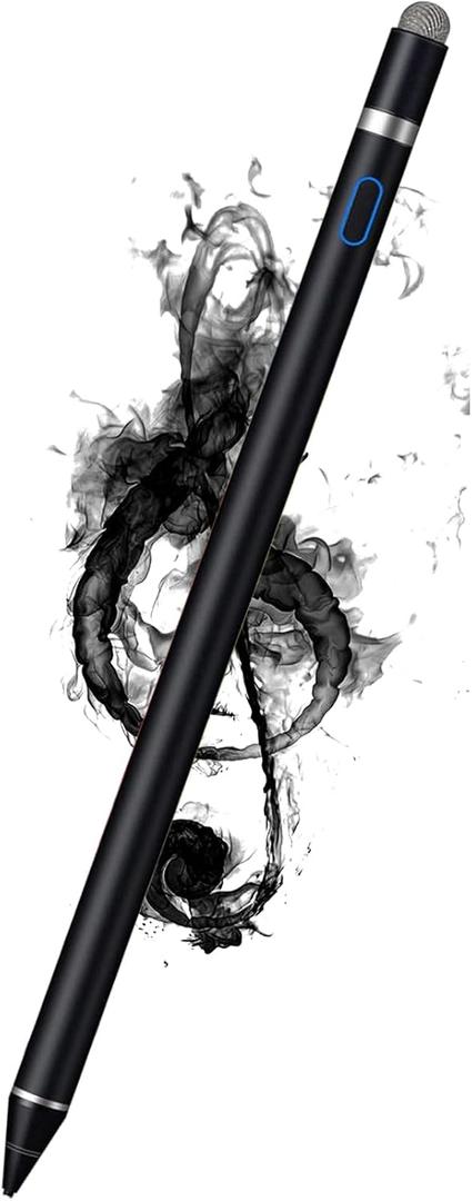 Stylus Pen for iPad,Rechargeable Universal iPad Pencil for TabletDigital Pens Fine Point Tablet Pen, Stylus Pen for iPhone AndroidiOSiPad/iPad Mini/Pro/Air and More Tablet/Smartphone - Black (Black-mesh tip)