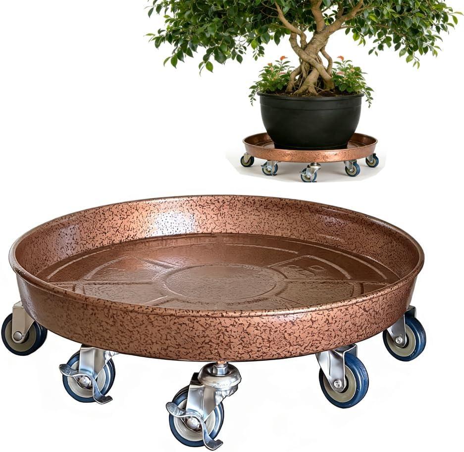 SIAMO 18" Heavy Duty Plant Caddy (470lbs Capacity)-Lockable Non-Scratch Swivel Casters Rolling Plant Stand Dolly Saucer for Large Ceramic Planters Concrete Pots& Heavy Trees Indoor & Outdoor,Copper