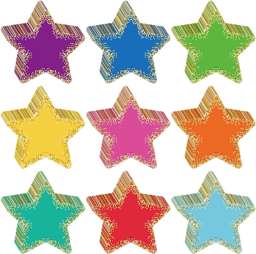 Seajan 108 Pcs Confetti Star Cutouts for Classroom 5.5 Inch Large Bulletin Board Paper Star Decor Assorted Colors Accent for DIY Craft Office School Projects Party Supplies