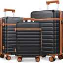 Luggage Sets 3 Piece, PC Hardside Carry on Suitcase with Spinner Wheel TSA Lock, Suitcase Set for Women Men (Black)