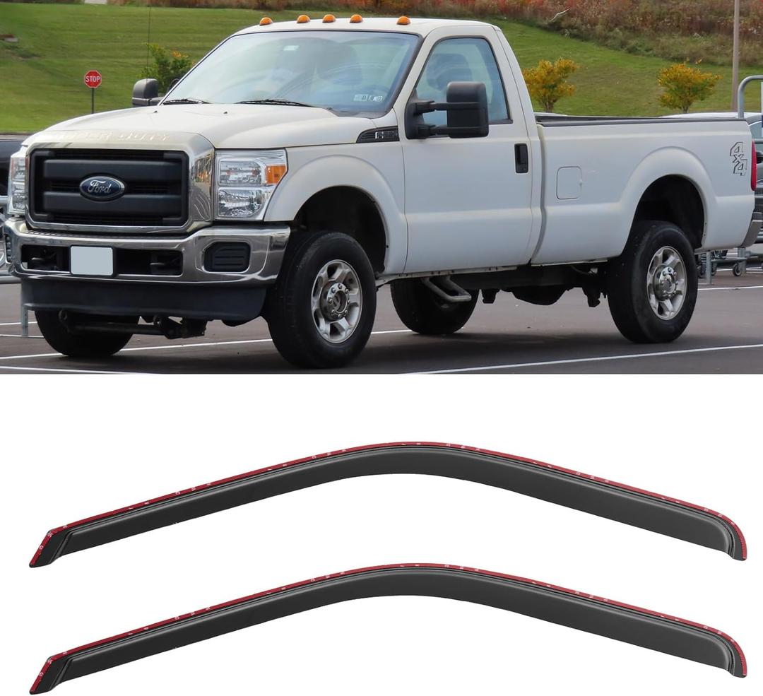 In-Channel Window Rain Guards Visors for 1999-2016 Ford F250 F350 F450 F550 Super Duty, Window Vent Wind Shades Deflectors Shield for 2000-2016 F650 F750 Standard Cab, 2PCS