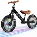 Toddler Balance Bike 2-5 Year Olds,12No Pedal Kids Indoor Outdoor Toy Bike 2 Year Old with Tool-Free Adjustments Seat, Lightweight First Bike Gift for 2-3 Boys Girls (Black)