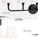 Bathroom Light Fixtures, 5 Light Matte Black Vanity Lights with Flared White Fabric Shade, 35 Inch Wall Sconce, Modern Sconces Wall Lighting for Hallway Bedroom, VL837-MB-5
