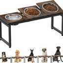 Elevated Dog Bowls Stand for Large Dogs - 3 Bowl Dog Feeder with Adjustable Height & Tilt, Stainless Steel Bowls & Wood Tray for Large Breeds, Triple Bowl Feeding Station, 3500ML*3 Capacity