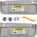 Pair of Left and Right Sun Visors with Clips and Screws for Honda Civic 2006 2007 2008 2009 2010 2011 (Warm Gray)