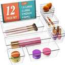 DCA 12 Pack Clear Drawer Organizer, 4 Sizes Makeup organizer, Vanity Organizer for Gadgets,Kitchen,Bathroom,Office