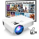 PANSEBA 1080P Mini Projector with Screen, Portable Home Theater Movie Projector with Two-Way Bluetooth, HDMI/USB Input for Smartphone/TV Stick, Ideal for Indoor & Outdoor Use, White