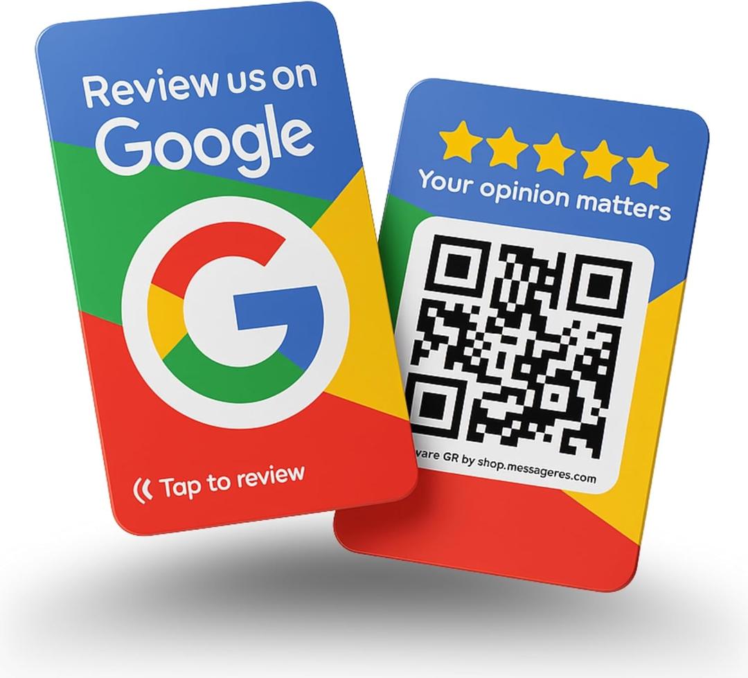 Google Review QR & NFC Tap Card - 1 Card - iPhone & Android - Boost Reviews by MESSAGENES