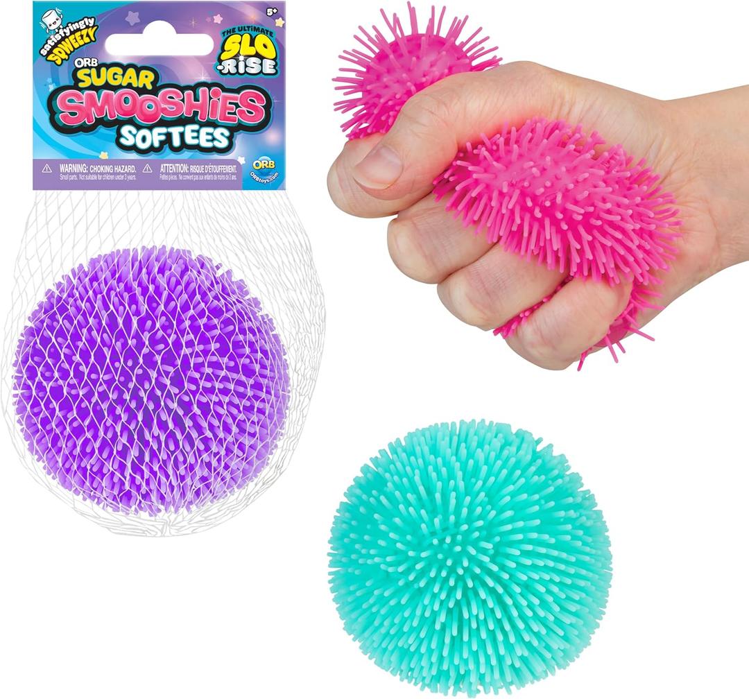 2 x ORB Curiosities Sugar Smooshies Softees Slow Rise Sugar Ball 3 Pack - Soft, Squishy and Stretchy Stress Ball Squishies for Play and Stress Relief - Sugar Water Filled Fidget Toys for Kids and Adults, 2.75 inches