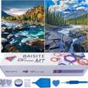 BAISITE Diamond Art Kits for Adults Beginners,2 Pack Round 5D Paint with Diamonds Pictures Full Drill Cross Stitch Home Wall Decor DIY Crafts Kits(12x16 Inches) BSTDPK807-808