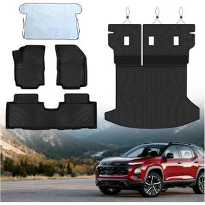 Floor Mats for Chevy Equinox 2025-2026/GMC Terrain (Not for EV),All Weather Protection Custom Floor Mats Trunk Cargo and Car Windshield Cover Set for Chevy Equinox Accessories