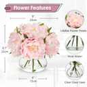 Hollyone Pink Peonies Artificial Flowers with Vase Faux Flowers Peony Fake Flowers Silk Flower Arrangements in Glass Vase with Faux Water for Home Decor Bathroom Table Centerpiece Shelf Decorations