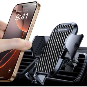 Andobil Phone Holders for Your Car - Air Vent Phone Mount, Ultra-Stable Metal Clip with Anti-Shake & 360 Rotation, Universal Car Mount Fit iPhone 16/15/14/13/12 Pro Max/Android/Samsung Galaxy (A - Black Panel)