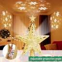 Mrrihand Christmas Tree Topper Lighted with 6 Projection Modes, Christmas Star Tree Topper Built-in LED Rotating Lights, Gold 3D Glitter Dynamic Projection for Christmas Tree Decorations