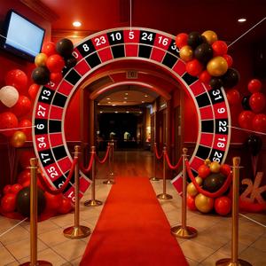 Moukeren Large Casino Night Party Decorations Casino Night Porch Entryway Banner Roulette Backdrop Decor Vegas Party Favor Hanging Door Banner Photo Background for Vegas Poker Dice Birthday Decor