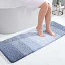 OLANLY Bathroom Runner Rugs 47x17, Extra Soft Absorbent Microfiber Bath Rugs, Rubber Backing, Quick Dry, Machine Washable Bath Mats for Bathroom Floor, Tub and Shower, Home Decor Accessories, Blue