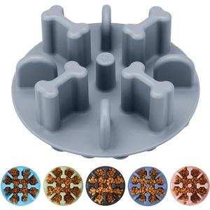 Soft Silicone Anti-Choking Puzzle Slow Feeder Insert, Anti-Slip for Dog Bowls (Grey)