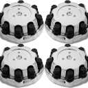 (Set of 4) Chrome 8 Lug Wheel Center Caps Compatible with Chevy Silverado 1500HD 2500 3500, Avalanche, Suburban, GMC Sierra Yukon 1998-2013, Fits 16" Rim | OE# 15039489 15039488 9597169 9597170