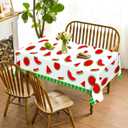 2-Pack Watermelon Tablecloths 51x87 Inch Watermelon Party Tablecloths Disposable Plastic Table Covers Melon Table Cloth Melon Tablecloth for Summer one in A Melon Party Decorations