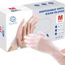 squish Disposable Gloves, 100 Count 4 mil Clear Vinyl Gloves Latex Free Powder-Free Health Glove Cleaning Rubber Glove for Kitchen Cooking Cleaning Food Handling, Medium